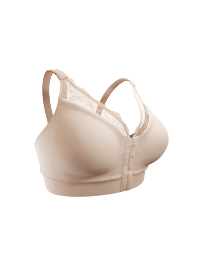 Beige bra on a white background