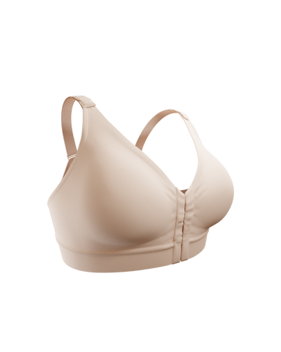 Beige bra on a white background